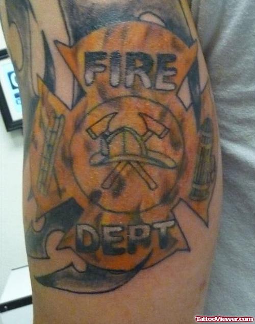 Fire Flame Tattoo On Half Sleeve