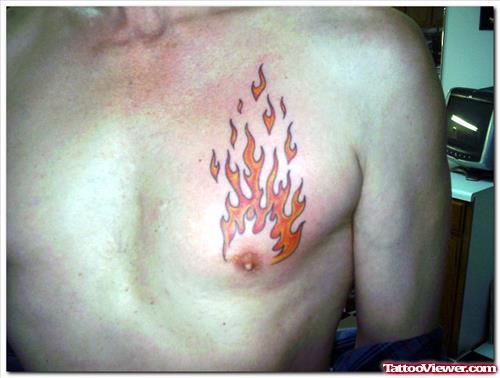 Beautiful Fire n Flame Tattoo On Man Chest