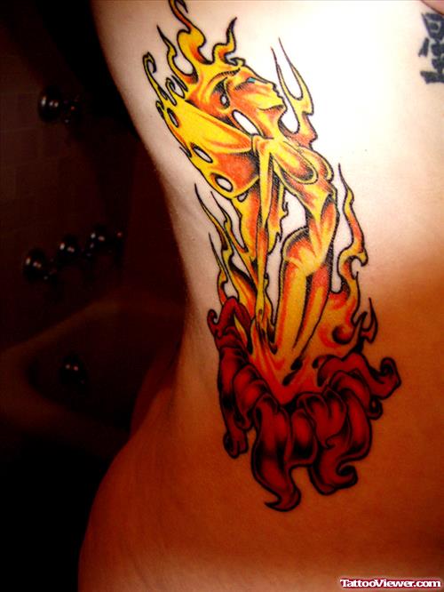 Rib side Fire n Flame Tattoo