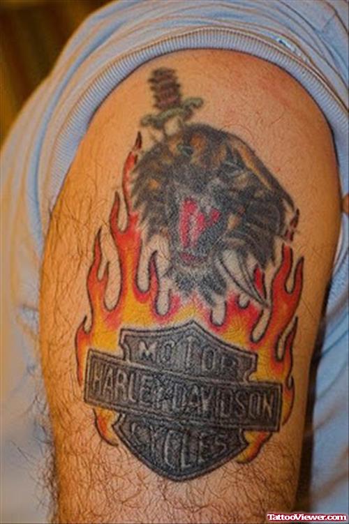 Harley Davidson Fire Flame Tattoo
