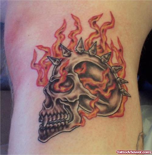 Fire n Flame With Skull Tattoo