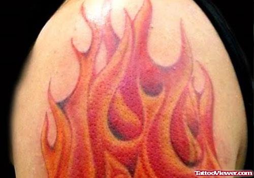 Fire Flame Tattoo On Shoulder