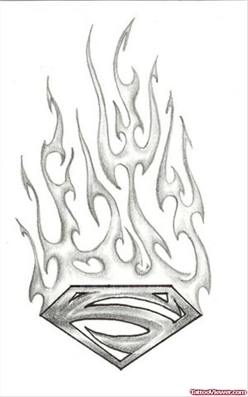 Flaming Superman Logo Tattoo Design