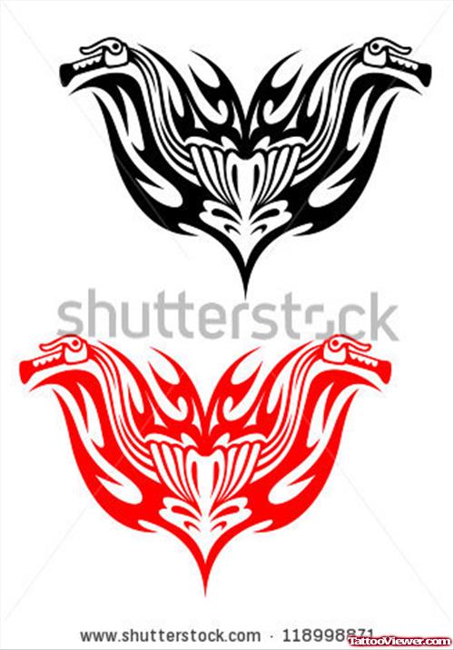 Black And Red Ink Fire Flame Tattoos Designs