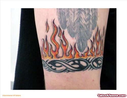 Tribal Fire n Flame Tattoo On Half Sleeve