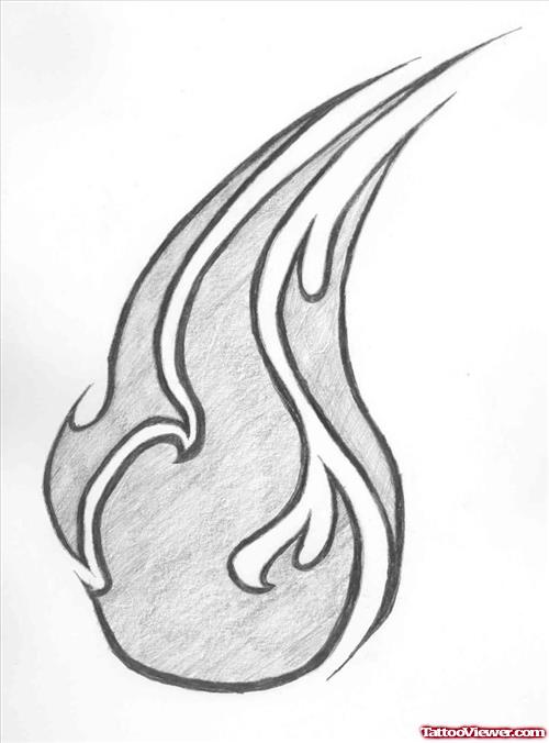 Grey Ink Tribal Fire n Flame Tattoo Design