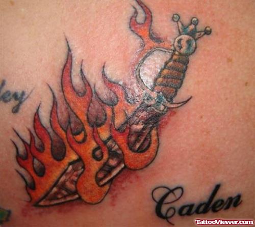 Flaming Knife Tattoo