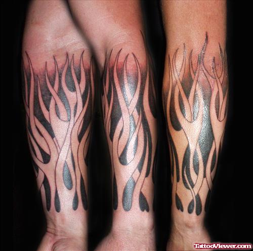 Fire And Flame Tattoos Design On Sleeve