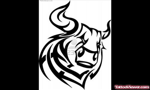 Tribal Flames Bull Head Tattoo Design