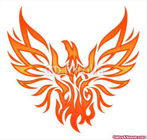 Tribal Fire and Flame Phoenix Tattoo Design