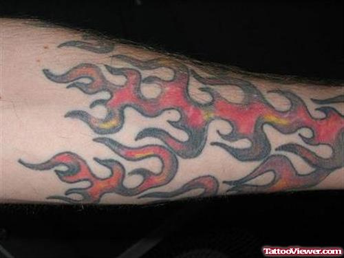 Red Fire n Flame Tattoo On Arm