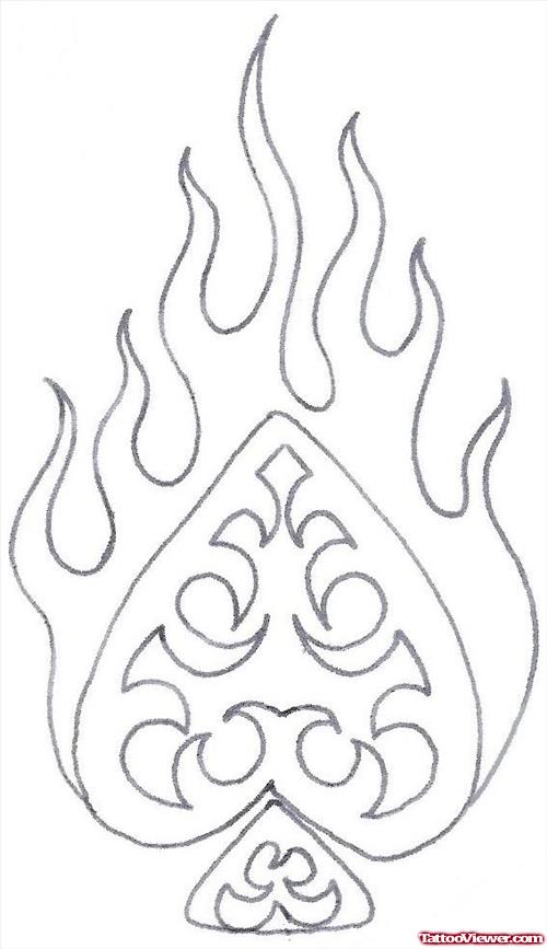 Flaming Ace Symbol Tattoo Design