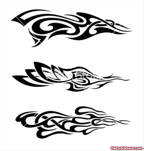 Black Ink Tribal Flames Tattoo Design