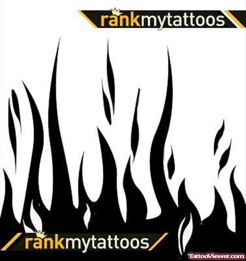 Black Ink Tribal Fire and Flame Tattoo Design
