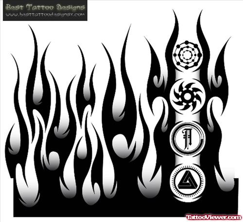 Awesome Black Tribal Flames Tattoo Design