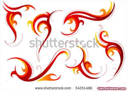 Red Ink Tribal Fire and Flame Tattoo Design