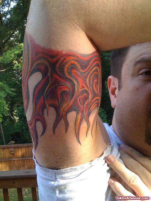 Fire Flame Tattoo On Bicep