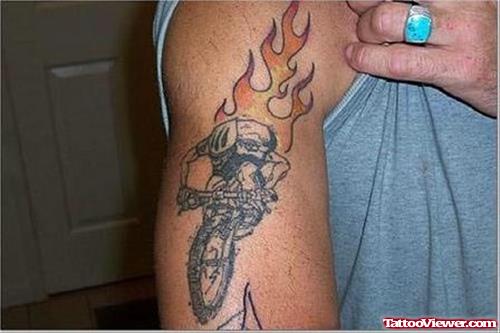 Awesome Fire n Flame Tattoo On Half Sleeve