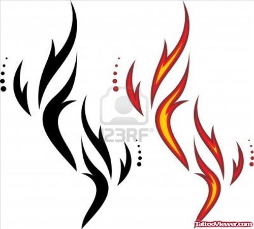 Tribal Fire and Flame Tattoos Designs