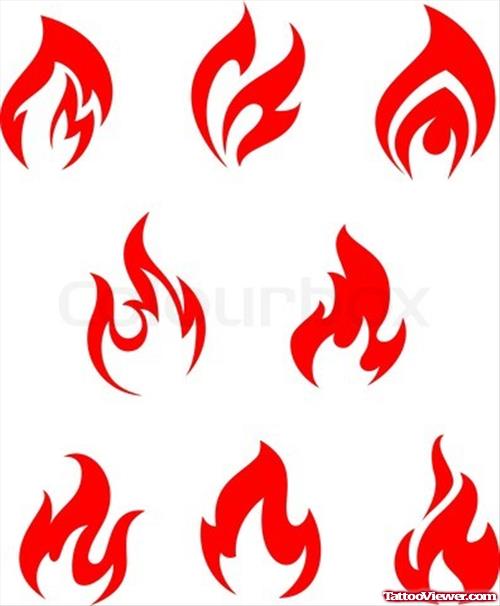 Red Ink Fire Flame Tattoo Designs