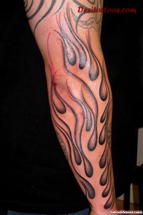 Fire n Flame Tattoo On Full Sleeve