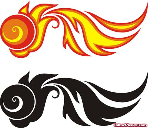 Colored Fire and Flame Tattoos Designs