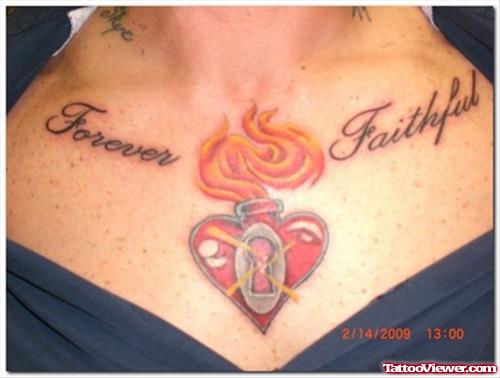 Fire Flame Heart Tattoo On Lowerback