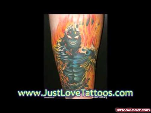 Colored Fire Flame Tattoo