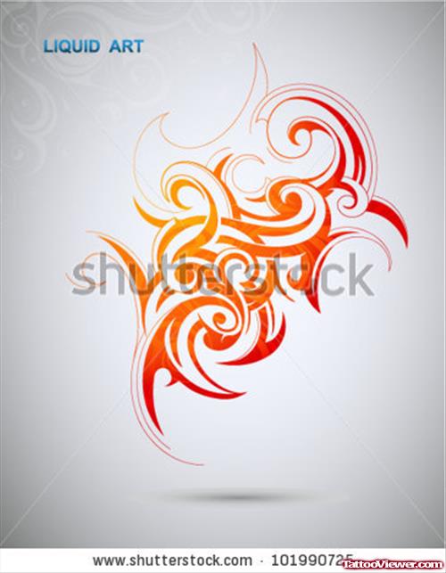 Awesome Colored Fire n Flame Tattoo Design