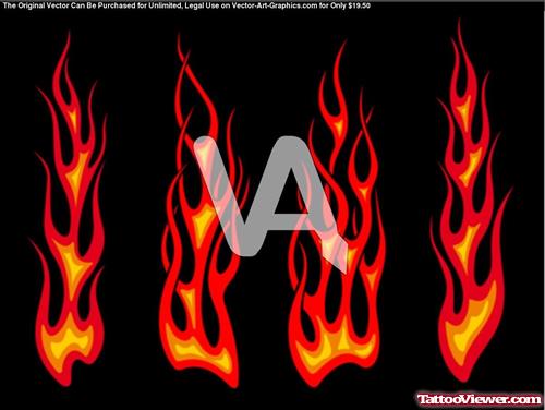 Red Fire n Flames Tattoos Designs