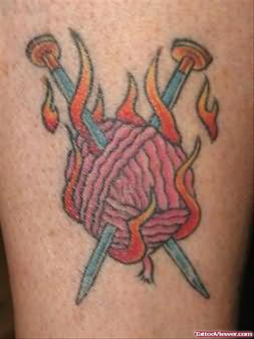 Knitting Spool Fire n Flame Tattoo