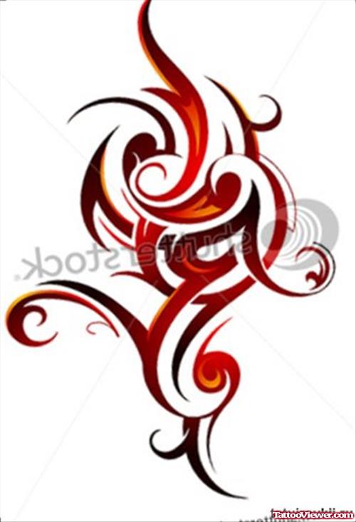 Amazing Tribal Fire And Flame Tattoo Design