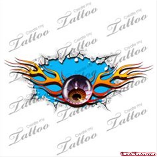 Tribal Fire Flame Eyeball Tattoo Design