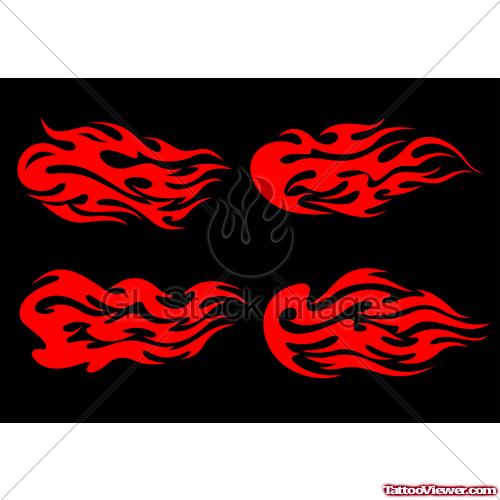 Red Ink Tribal Fire n Flame Tattoo Design