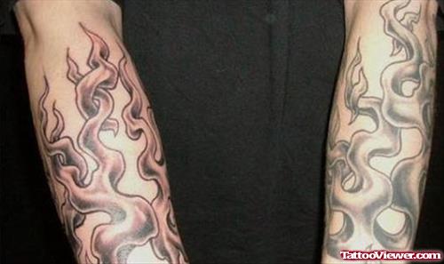 Fire n Flame Tattoos On Both arms