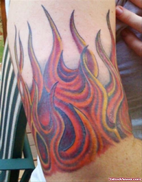 Attractive Fire Flame Tattoo On Half Sleeve