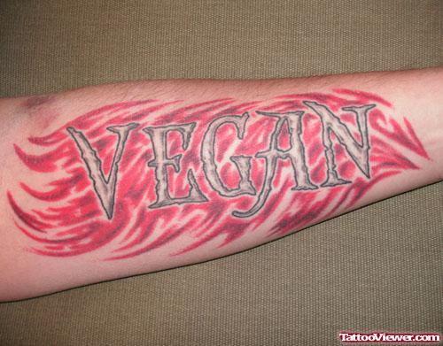 Vegan Tribal Fire Flame Tattoo On Arm