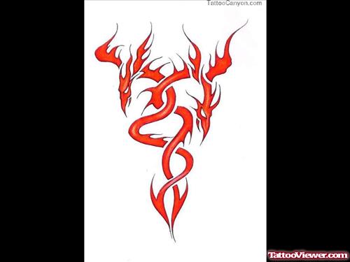 Red Tribal Fire Flame Tattoos Designs