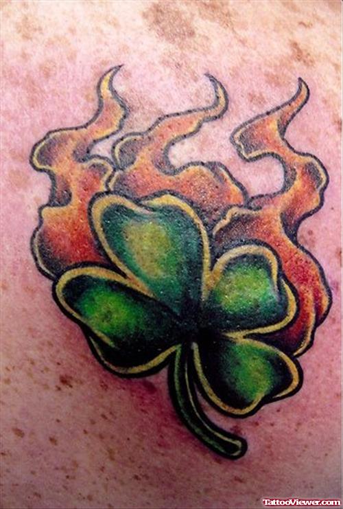 Flaming Clover Leaf Tattoo