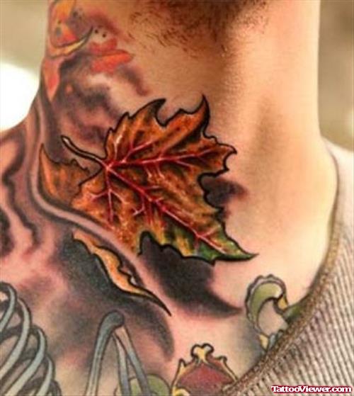 Fire and Flame With Maple Leaf Tattoo