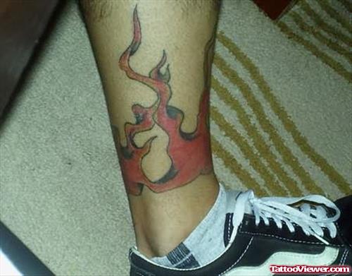 Flame Tattoo On Ankle