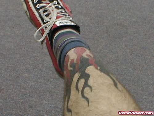 Flame Tattoo On Leg