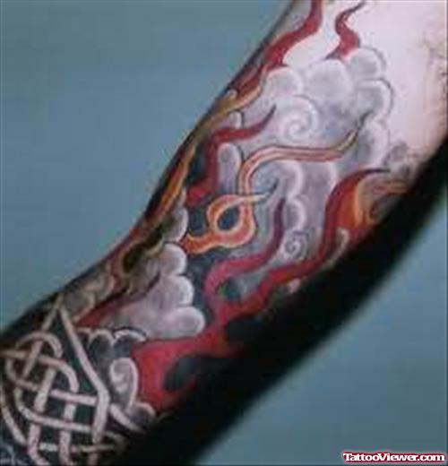 Fire And Smoke Flame Tattoo