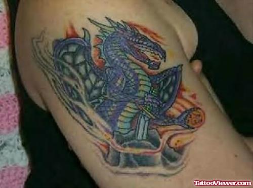 Fire Dragon Tattoo On Shoulder