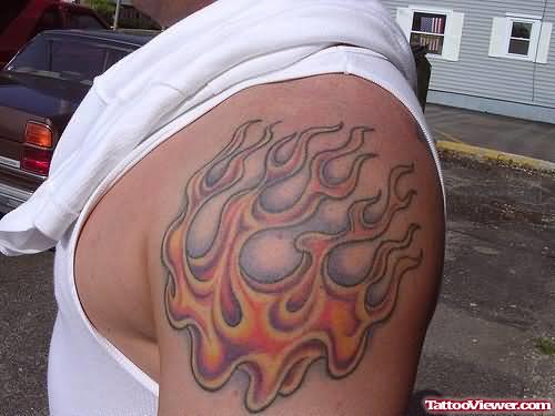 Fire and Flame Shoulder Tattoo Design