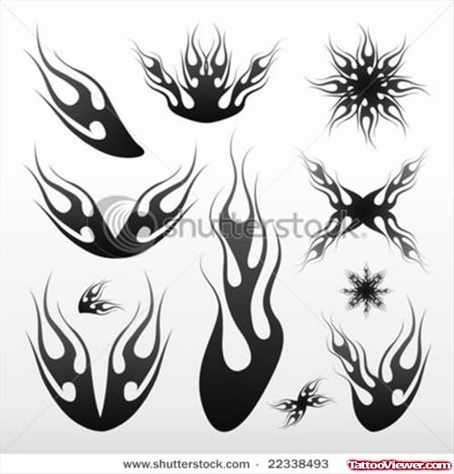 Vectoer Black Flames Tattoo Stock