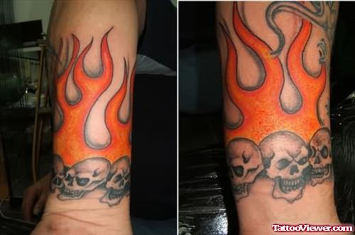 Fire Skull Flaming Tattoo