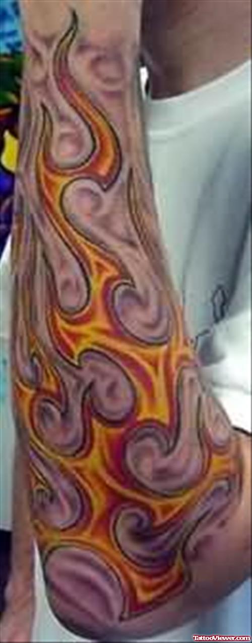 Elegant Fire and Flame Tattoo For Arm