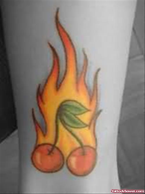 Cherry and Fire Tattoo