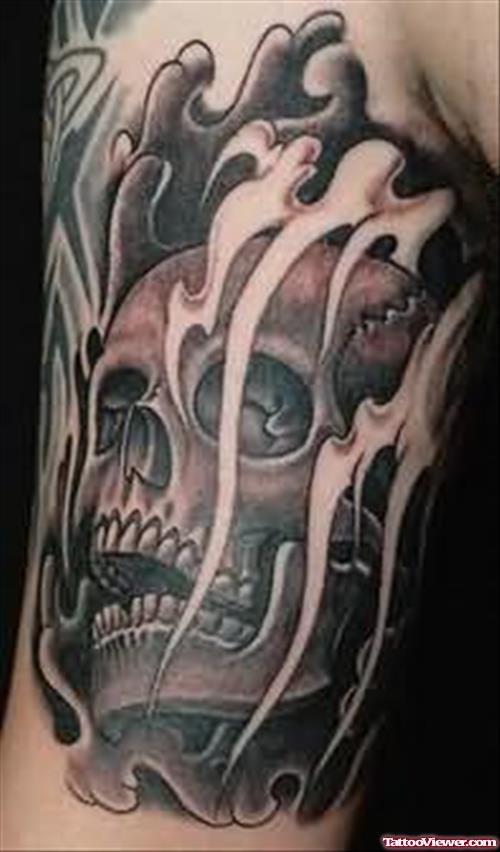 Awesome Fire and Flame Skull Tattoo